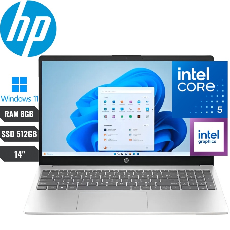 HP OmniBook 5 Flip | Core 5 120U | 512GB SSD | 8GB RAM DDR5 OB | 14" 2K | TOUCHSCREEN | Backlit Keyboard | Win11 | GLACIER SILVER | 3Y Warranty – תמונה 2